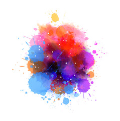 Wall Mural - Pink and purple colored watercolor paint splash.