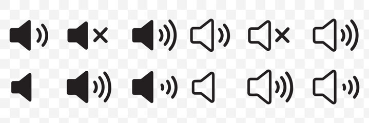 Wall Mural - Sound off icon set. Simple sound volume and audio mute mark symbol design illustration. Volume icon set