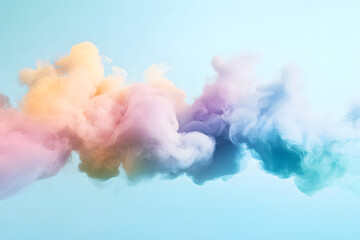 Wall Mural - Pastel Colored Abstract Smoke Cloud on Light Blue Background