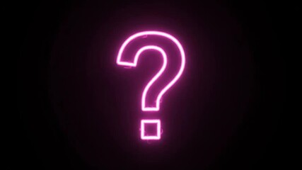 Canvas Print - glowing pink neon question mark - a vibrant pink neon question mark glows brightly against a complet