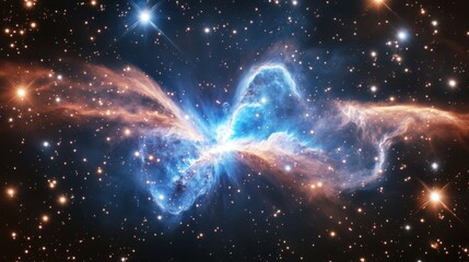 Wall Mural - stars in a nebula, blue, flare, sinister, ominous, quiet