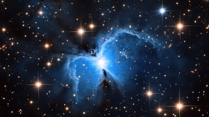 Wall Mural - stars in a nebula, blue, flare, sinister, ominous, quiet
