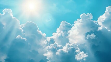 Wall Mural - A bright sunbeam breaks through the clouds, offering a glimpse of blue sky