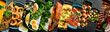 © Yaruniv-Studio - Collage of many popular all over the world breakfasts, lunches and snacks. Collage of different assortment of food.
