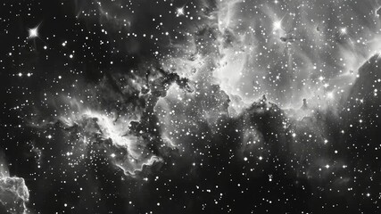 Wall Mural - a black and white photo of a star-filled night sky with stars shining bright
