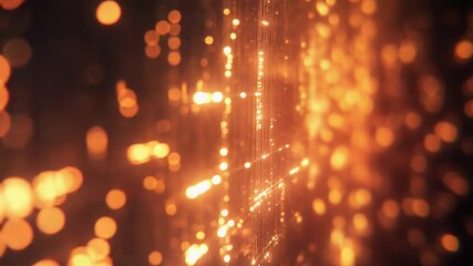 Wall Mural - Golden particles flowing in digital space creating abstract background