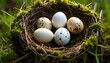 © Wijit - nest with four eggs and moss on the ground