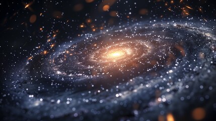 Wall Mural - Realistic spiral galaxy glowing with millions of stars, high detail, cinematic astronomy background.