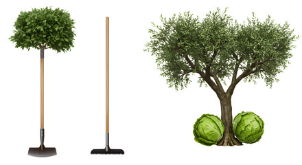 FARMING - Miniature artificial olive tree and bush model with base stands and two green olives, perfect for home decor or garden design projects
