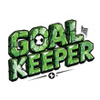 © Rahardhimas - A stylized green 'GOAL KEEPER' text illustration with a soccer ball and net.