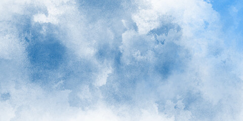 Wall Mural - Abstract white and blue isolated cloud cumulus clouds. Gray aquarelle painted realistic fog or mist smoky textured canvas design. White and ash messy wall stucco texture background.	