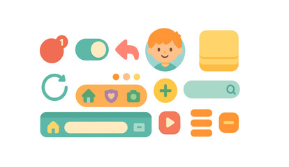 Wall Mural - User interface, web outline icon set. ui, web design, interaction, apps outline collection