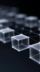 Wall Mural - digital connections and data flow representation in futuristic virtual environment with cubes