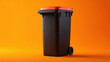 © PIX OF WORLD AI - black dustbin on orange background