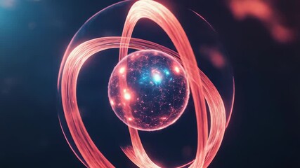 Wall Mural - glowing lines rotating around energy sphere, futuristic technology