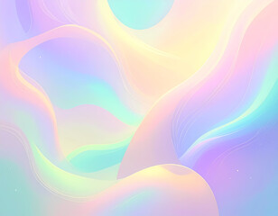 Canvas Print - dreamy abstract background with gentle pastel gradient fluid waves. serene and colorful rainbow holo
