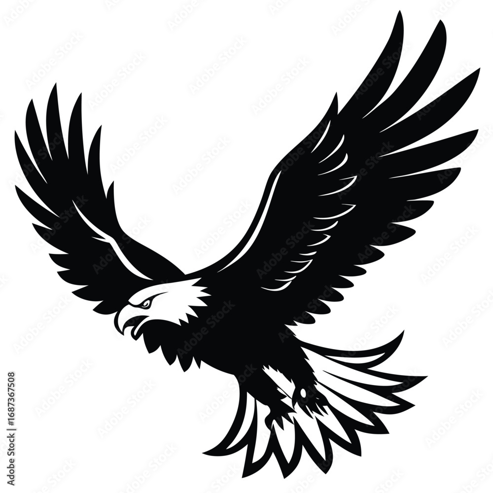 Bald Eagle Flying Soon Eagle Detailed black-and-white line art of a ...