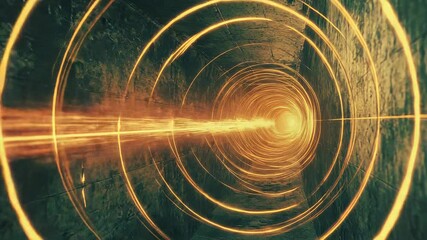 Wall Mural - glowing energy tunnel with futuristic light rings