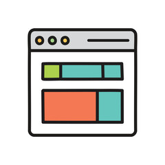 Simple web page layout illustration with color-coded sections.
