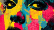 © KunFhayakun - Abstract vibrant portrait with bold colors and mixed media techniques art