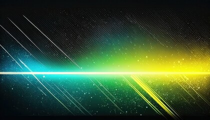 Wall Mural - futuristic neon light streaks with sparkling particles and gradient color transitions in blue and ye