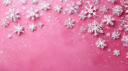 Wall Mural - christmas background white snow decorations on a pink background no logos no brands ar 169