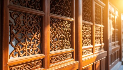 Ornate wooden panels with intricate carvings
