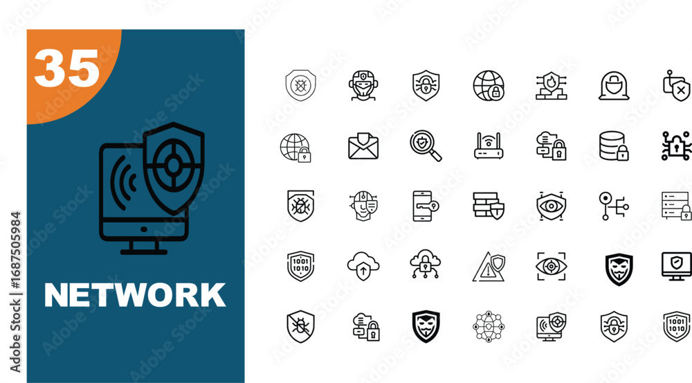 Modern network icon template with diverse color options and clean ...
