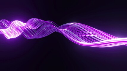 4k 3d abstract wavy curvy ribbon lines wallpaper background. Modern shiny organic smooth waves design element. Glowing vibrant neon lighting. Dynamic elegant flowing digital technology render loop