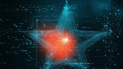 Wall Mural - glowing digital star shines on futuristic technological background