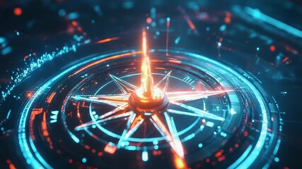 Wall Mural - futuristic glowing compass showing the way forward in digital world
