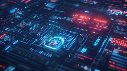 Wall Mural - Futuristic interface showing padlock icon, symbolizing cybersecurity and data protection