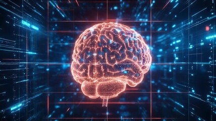 Wall Mural - artificial intelligence processing data in digital brain, futuristic technology concept