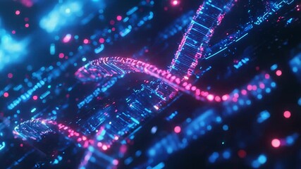 Wall Mural - Futuristic neon cybernetic data stream flowing in cyberspace