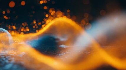 Canvas Print - Abstract wave particles flowing over dark background with bokeh effect