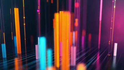 Wall Mural - abstract neon glowing lines and cubes creating futuristic cityscape