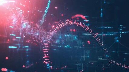 Futuristic data stream flowing through cyberspace