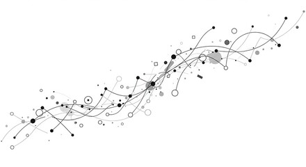 Abstract network connections flowing dynamically with digital data points and nodes
