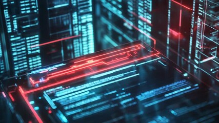 Wall Mural - futuristic holographic interface displaying complex data streams