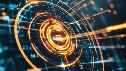 Malware alert system sending data through futuristic digital interface