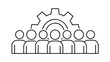 © Png Art - Teamwork and collaboration leading to success represented by a group of people working together under a gear