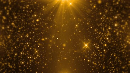 Wall Mural - gold glitter dust bokeh background loop