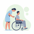 © pascal - Nurse Assisting Patient in Wheelchair Illustration