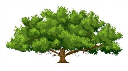 A single green maple tree with vibrant foliage and a sturdy trunk stands isolated against a white background