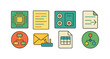 © Vasya - Office and technology flat icon set. file sharing, communication, workflow icons