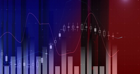 Wall Mural - Presenting digital financial chart showing market trends on trading platform, with candlestick bars