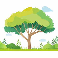 Vector of watercolor tree side view isolated on white background for landscape plan and architecture layout drawing, elements for environment and garden,blossom grass,flower .