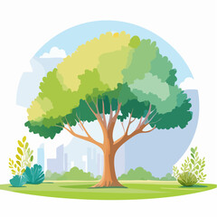 Vector of watercolor tree side view isolated on white background for landscape plan and architecture layout drawing, elements for environment and garden,blossom grass,flower .