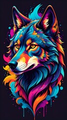 Naklejka na meble Vibrant wolf portrait