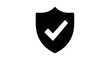 © Ika - Black Shield Icon with White Check Mark Symbol.